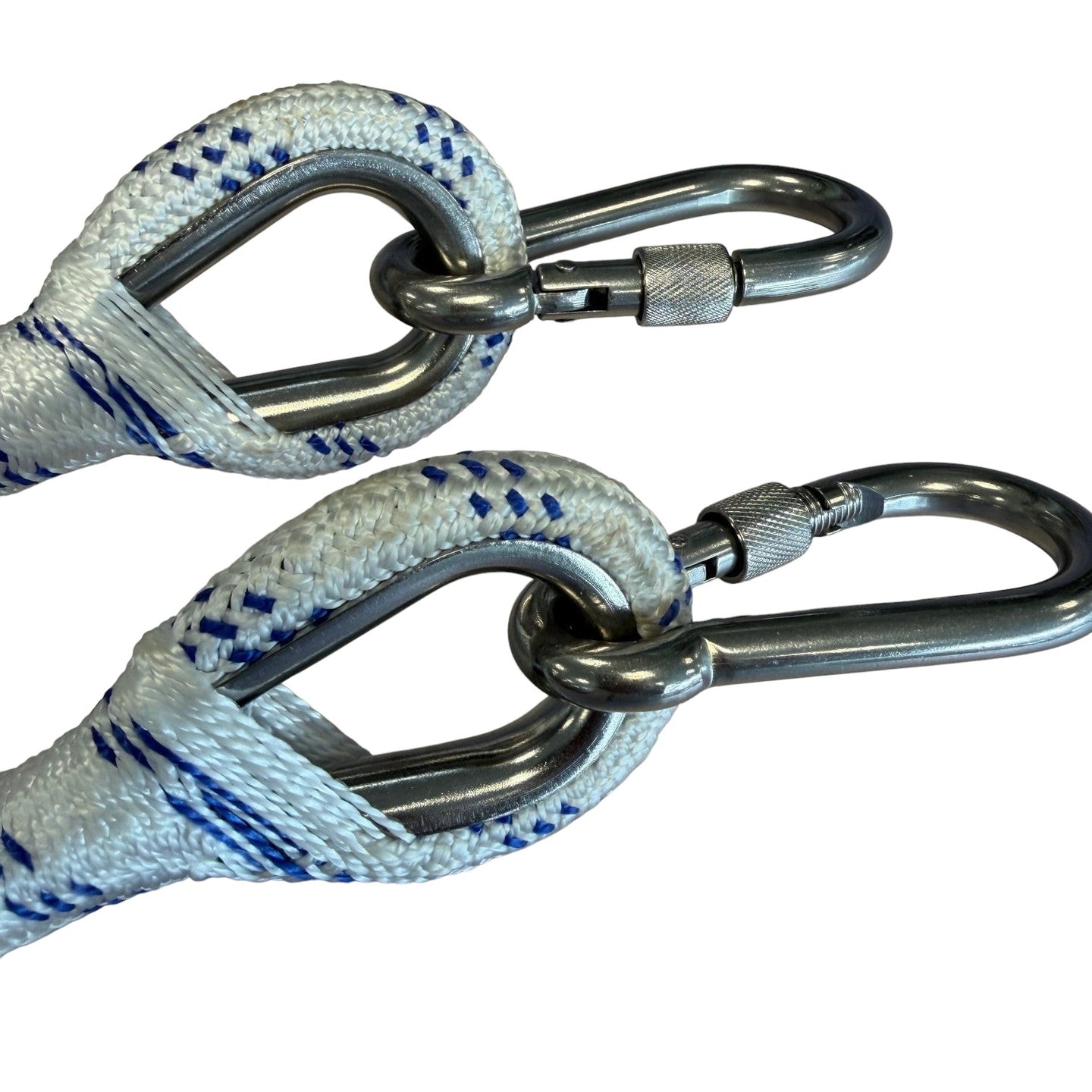 Detail van de RVS karabijnhaken met schroefsluiting van Zodiac zwemtrap Z69570