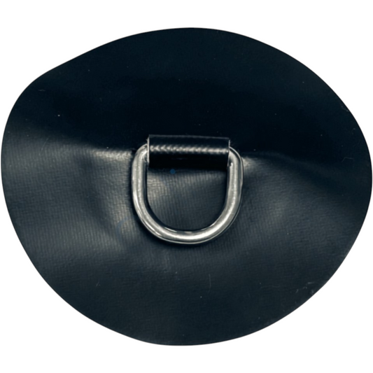 Zodiac Online Shop Z2331 zwarte ronde D-ring patch van 12 cm met 25 mm RVS oog voor rubberboten van Neopreen Hypalon