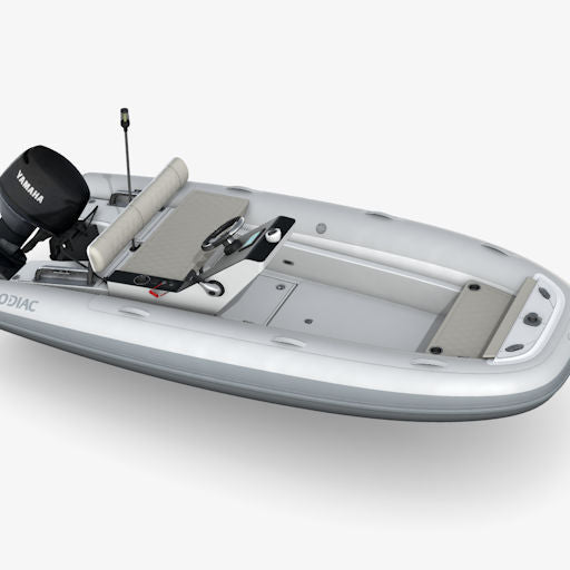 Zodiac Yachtline 4.0 overzicht in grijze uitvoering met zitbank en console